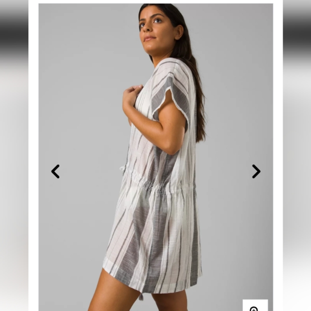 prAna $79 Size XL Charcoal Marina Bay Tunic Beach Cover Up Stripe Organic Cotton - Picture 3 of 11